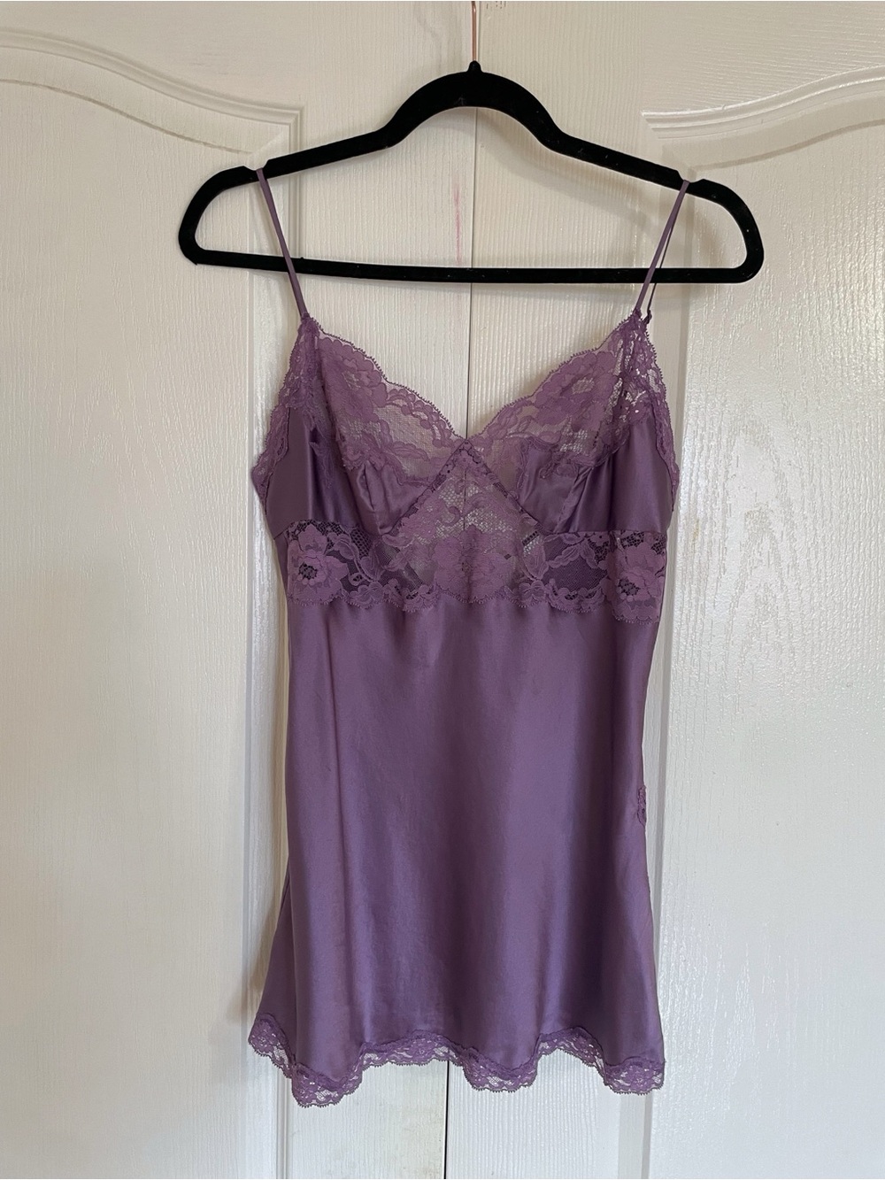 Vintage Victoria's Secret Y2K Amethyst Purple 100% Silk & Lace Slip Dress XS